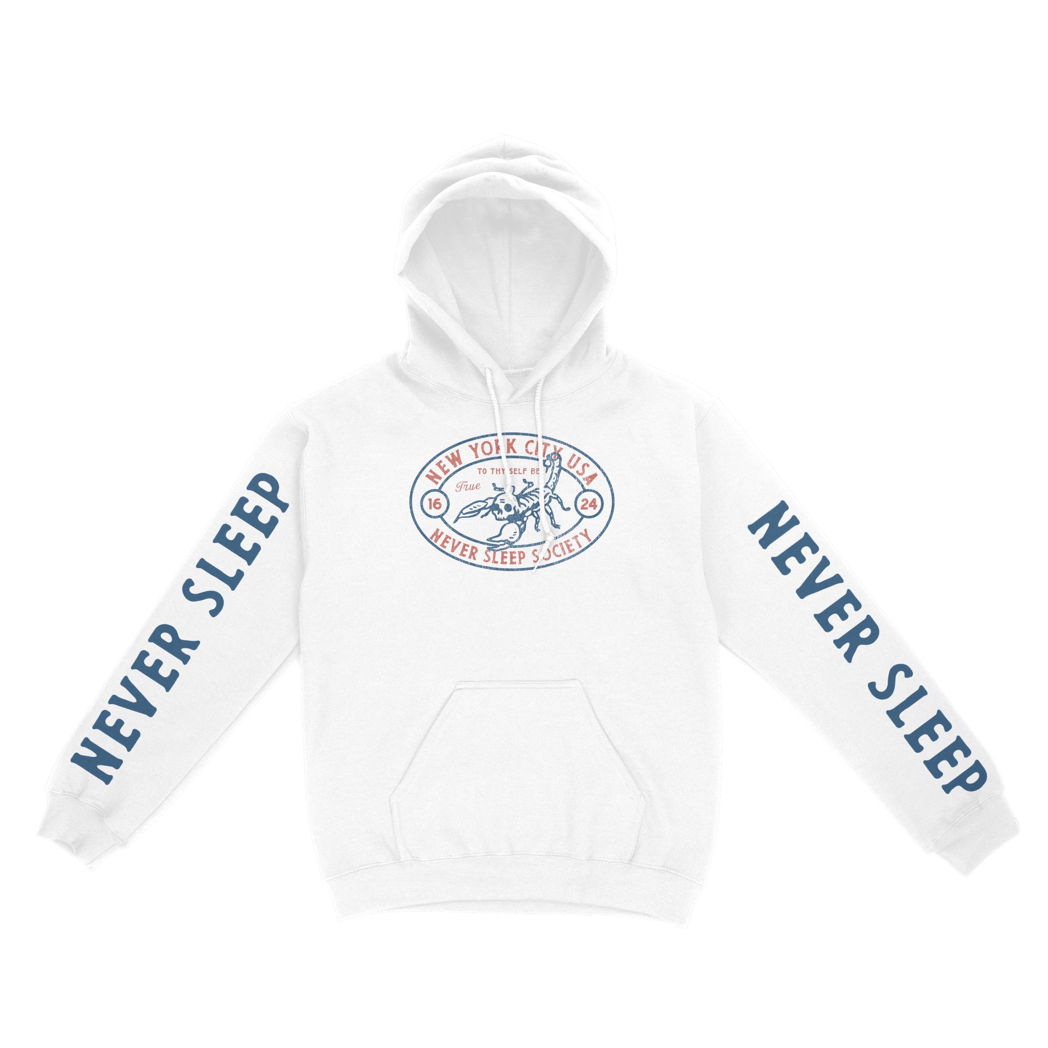 New York Scorpions Rule Hoodie in White - front view with sleeves