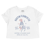 Austin Flower Mom Cropped Tee White front