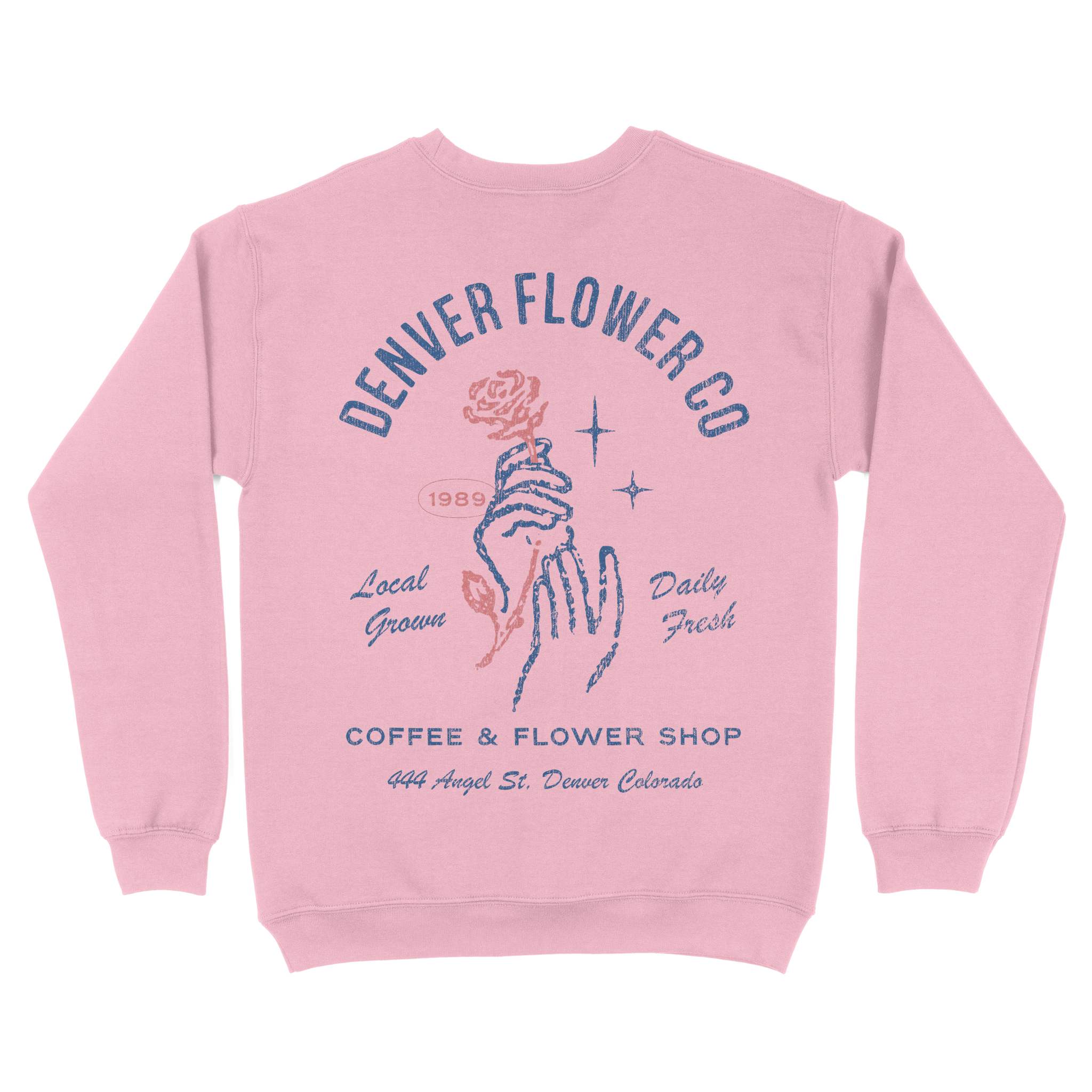 Denver Flower Mom Crewneck Light Pink back