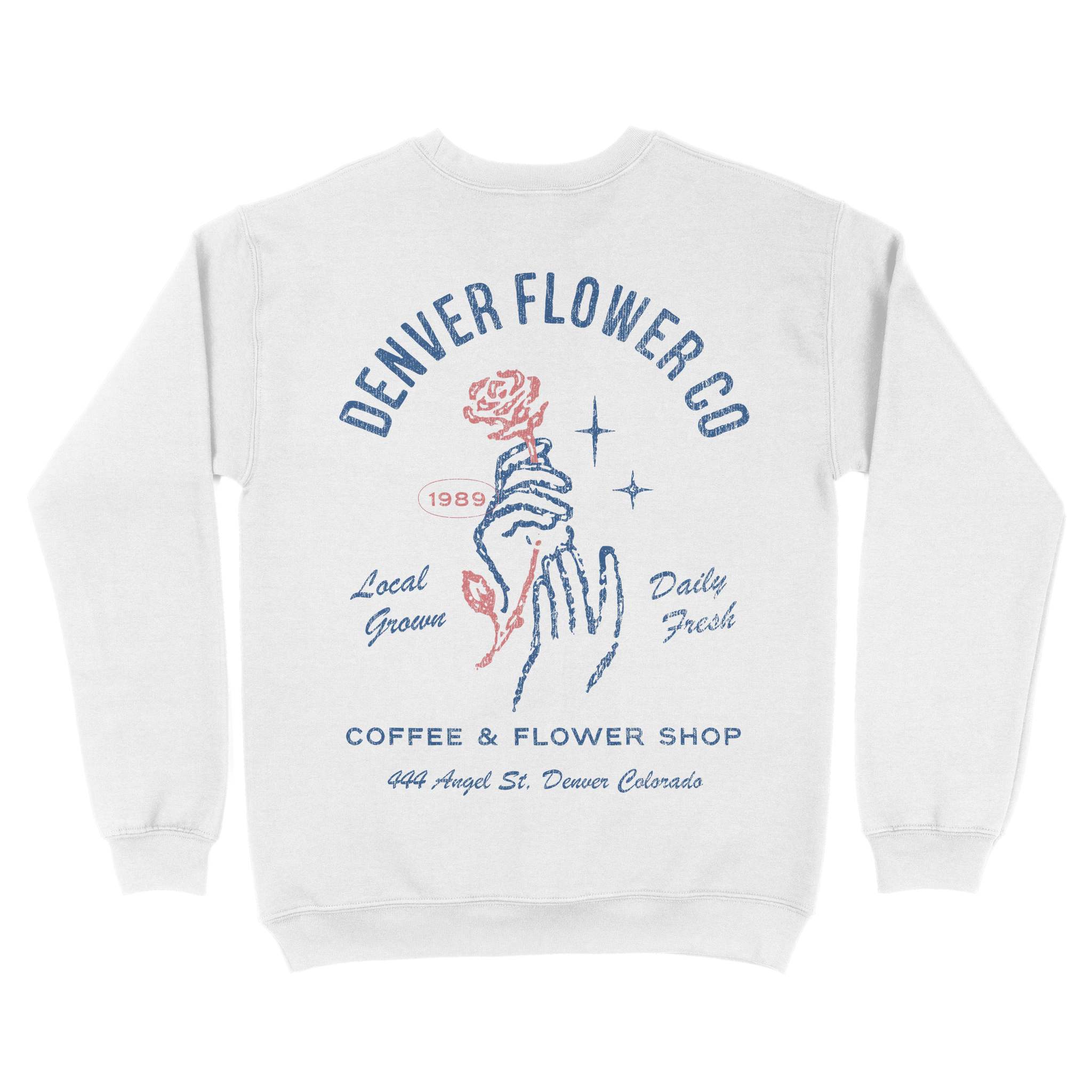 Denver Flower Mom Crewneck White back