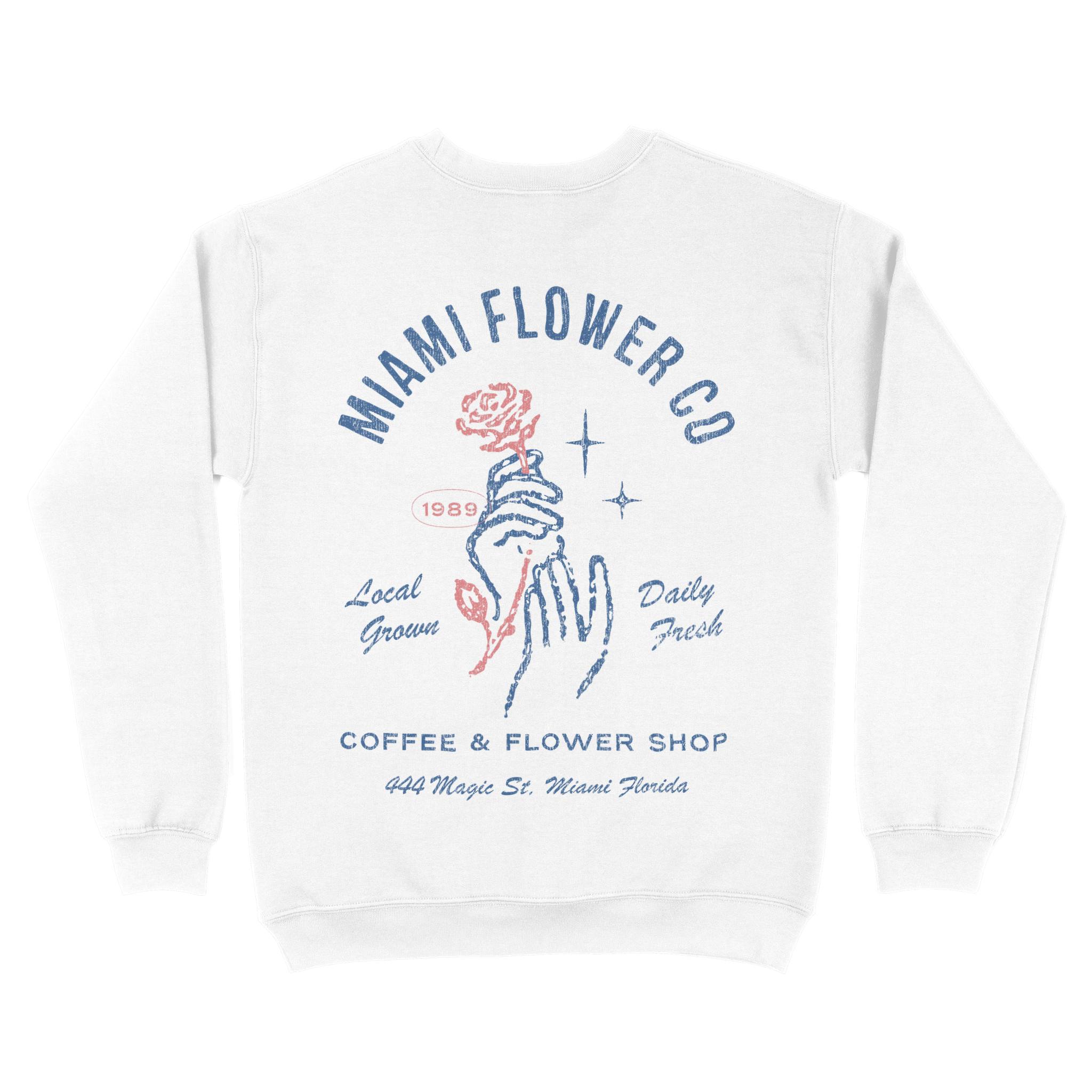 Miami Crewneck in White - back view