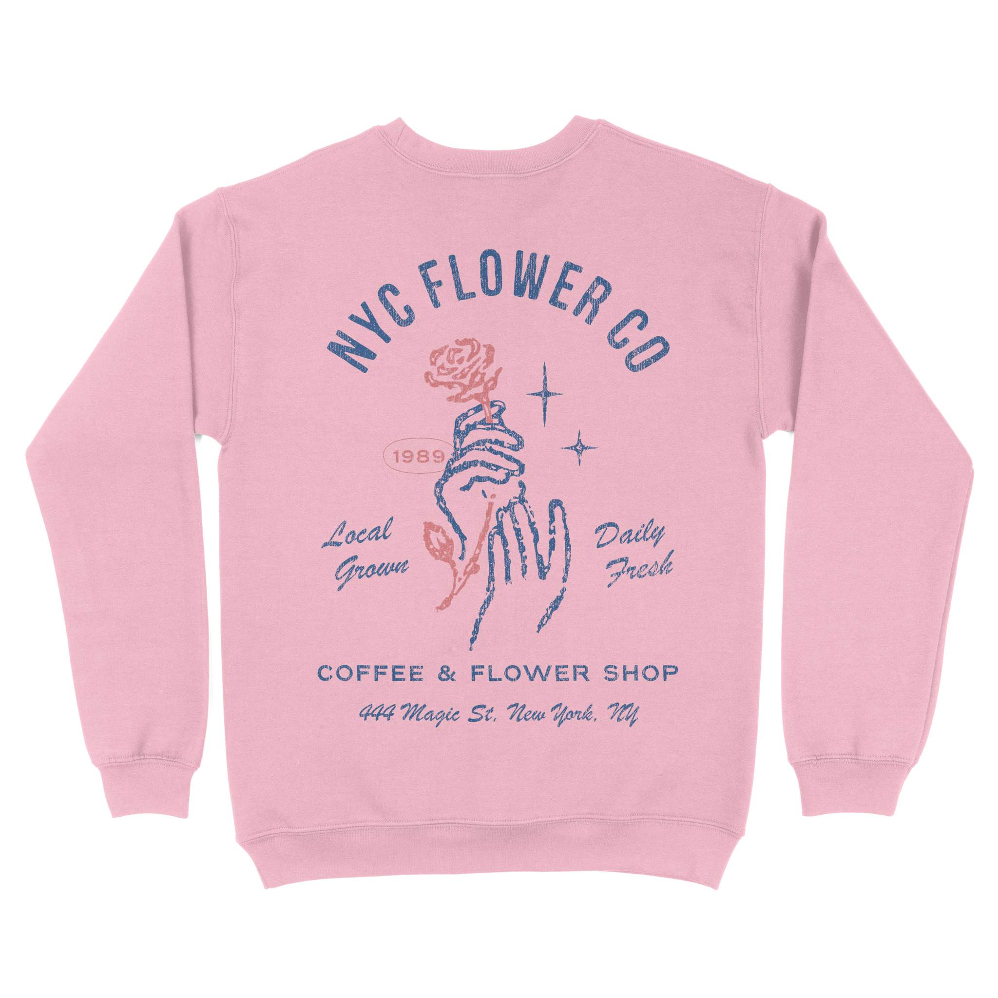 New York Flower Mom Crewneck Light Pink back