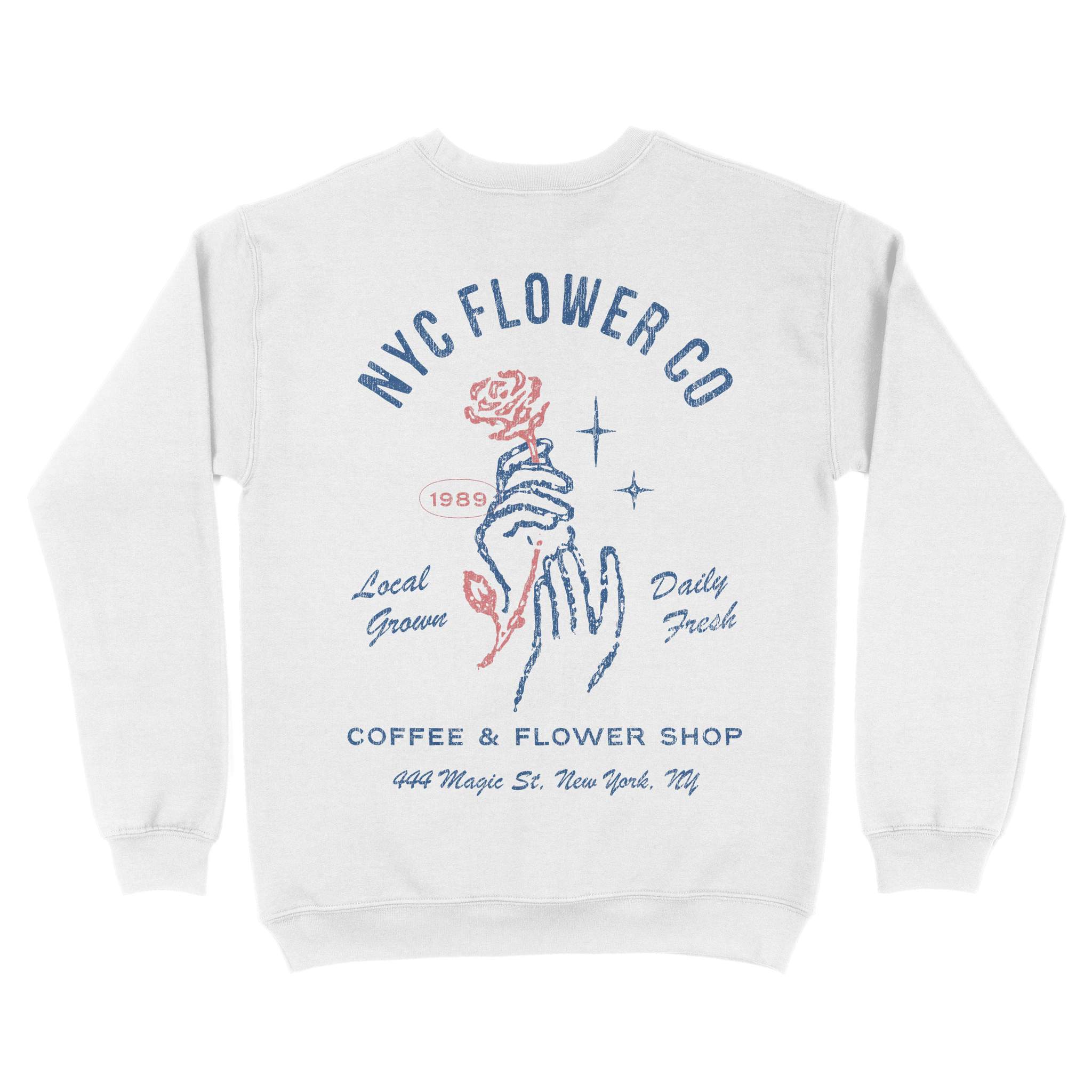 New York Flower Mom Crewneck White back