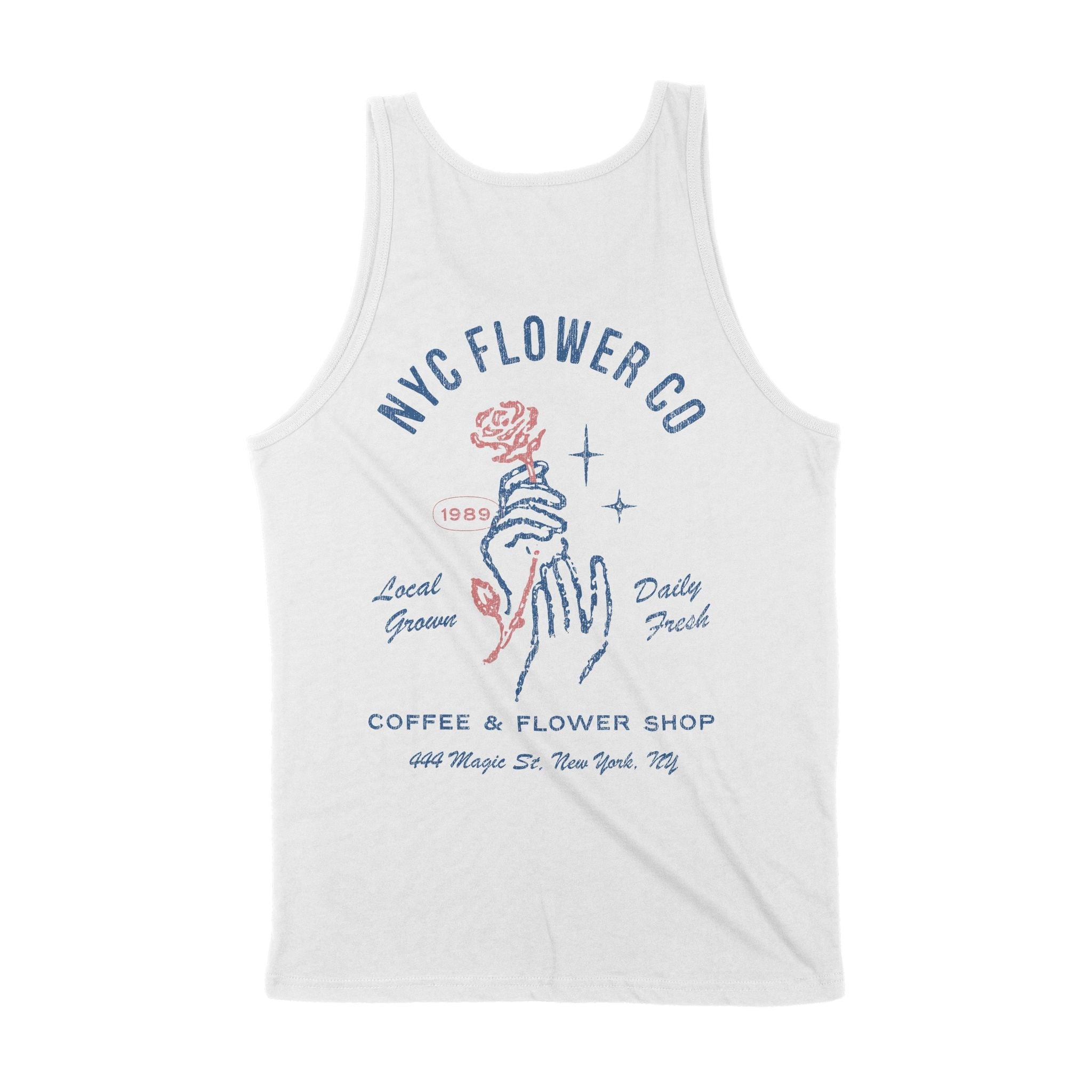 New York Flower Mom Tank Top White back