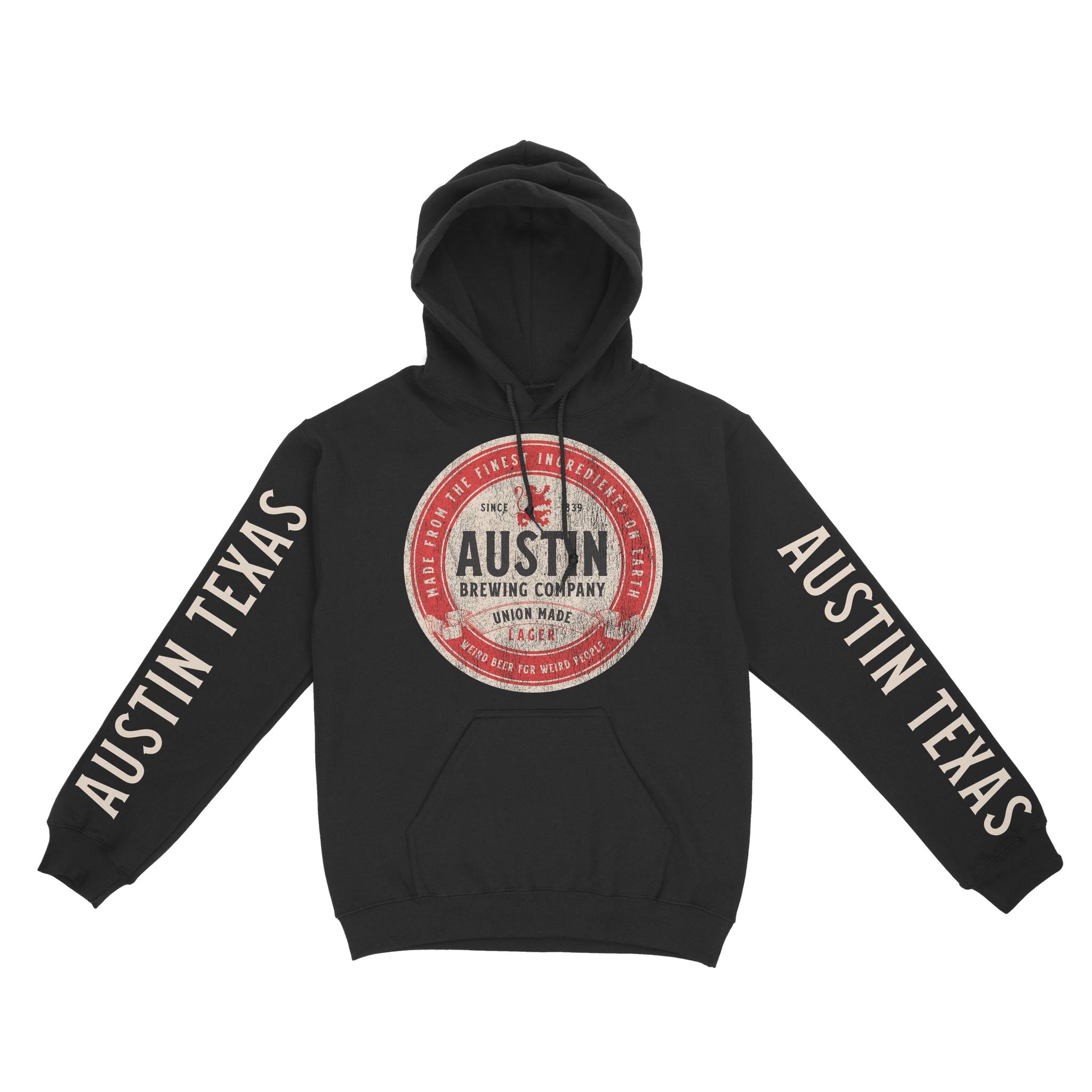 Austin Hoodie in Black - front-sleeves view