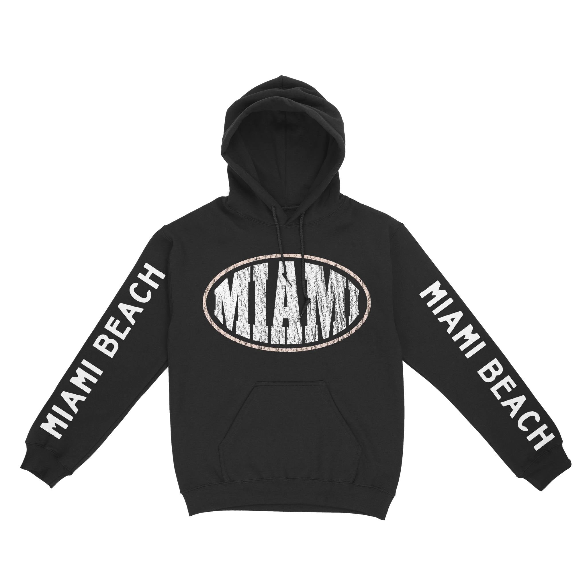 Miami Hoodie in Black - front-sleeves view