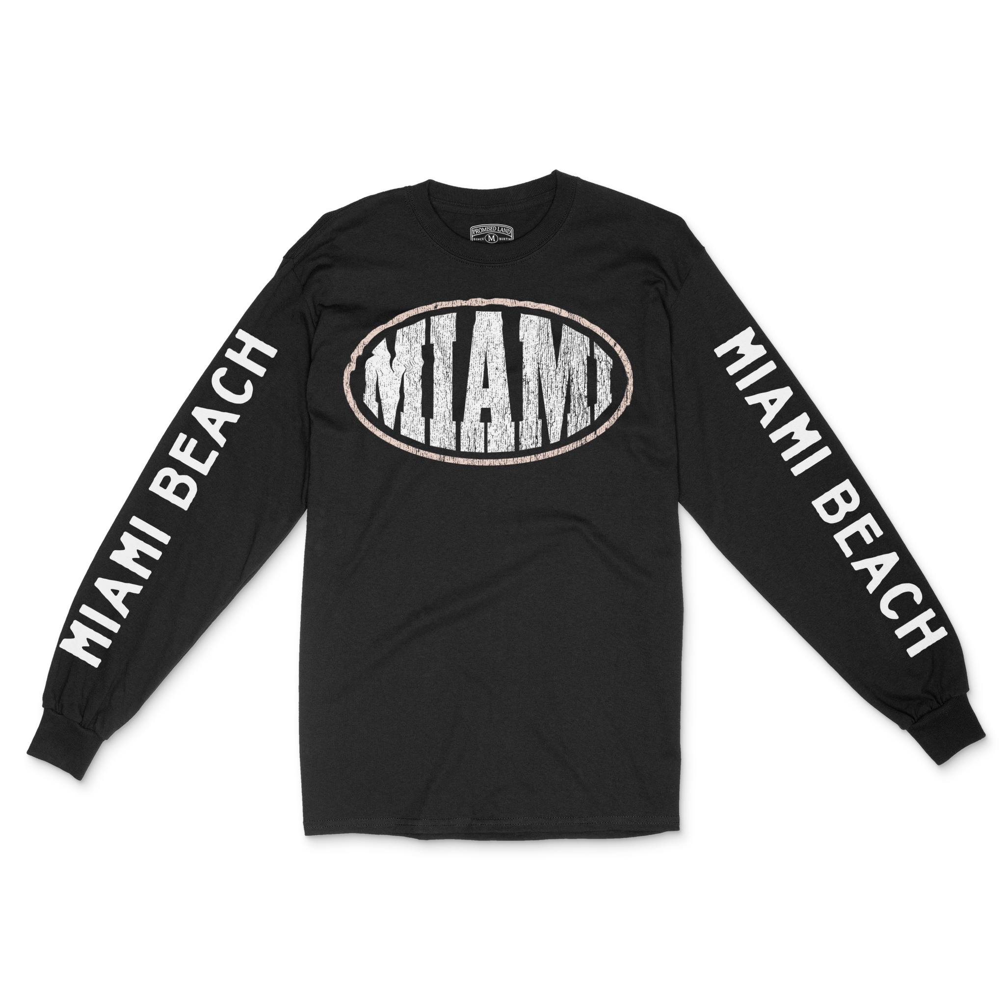 Miami Streetwear Longsleeve in Black - front view with sleeves