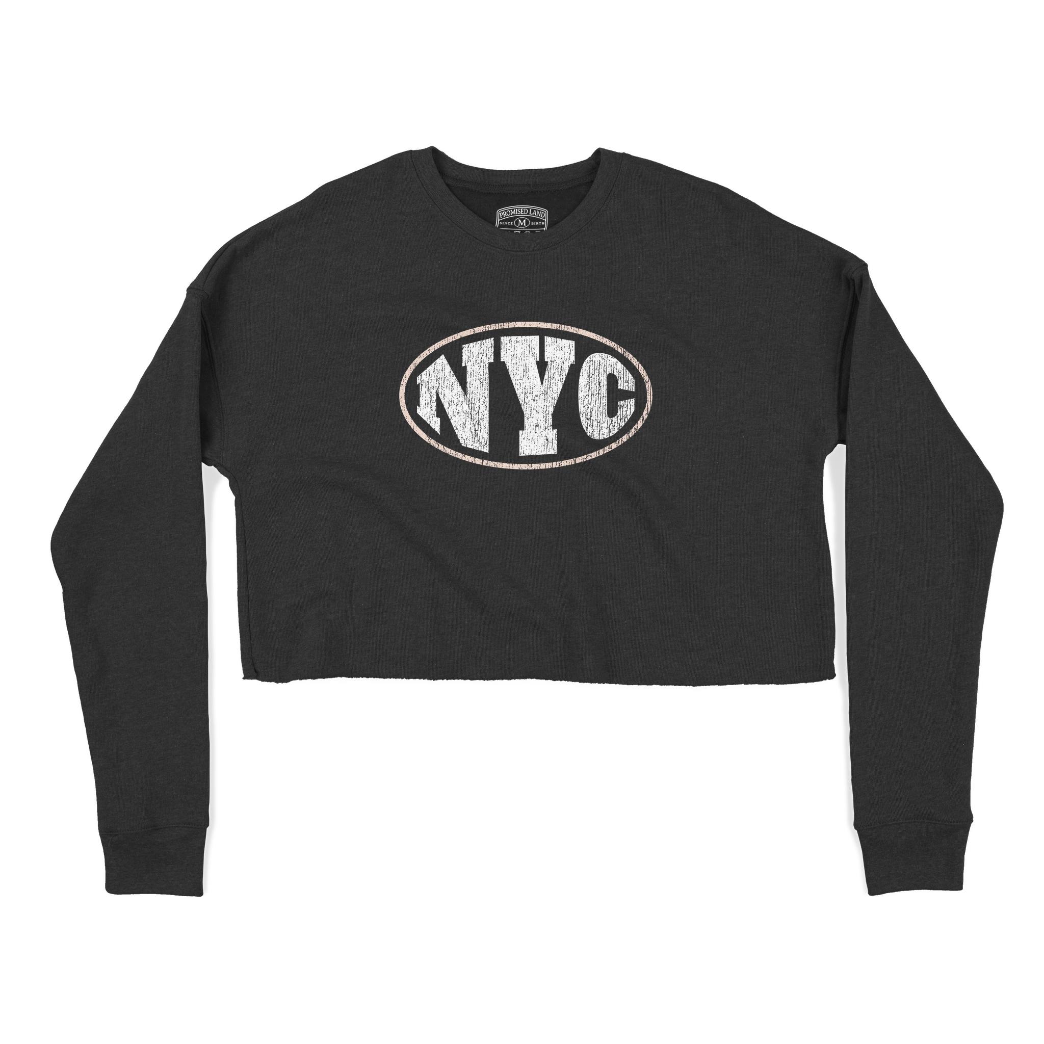 New York Cropped Crew in Black - front view
