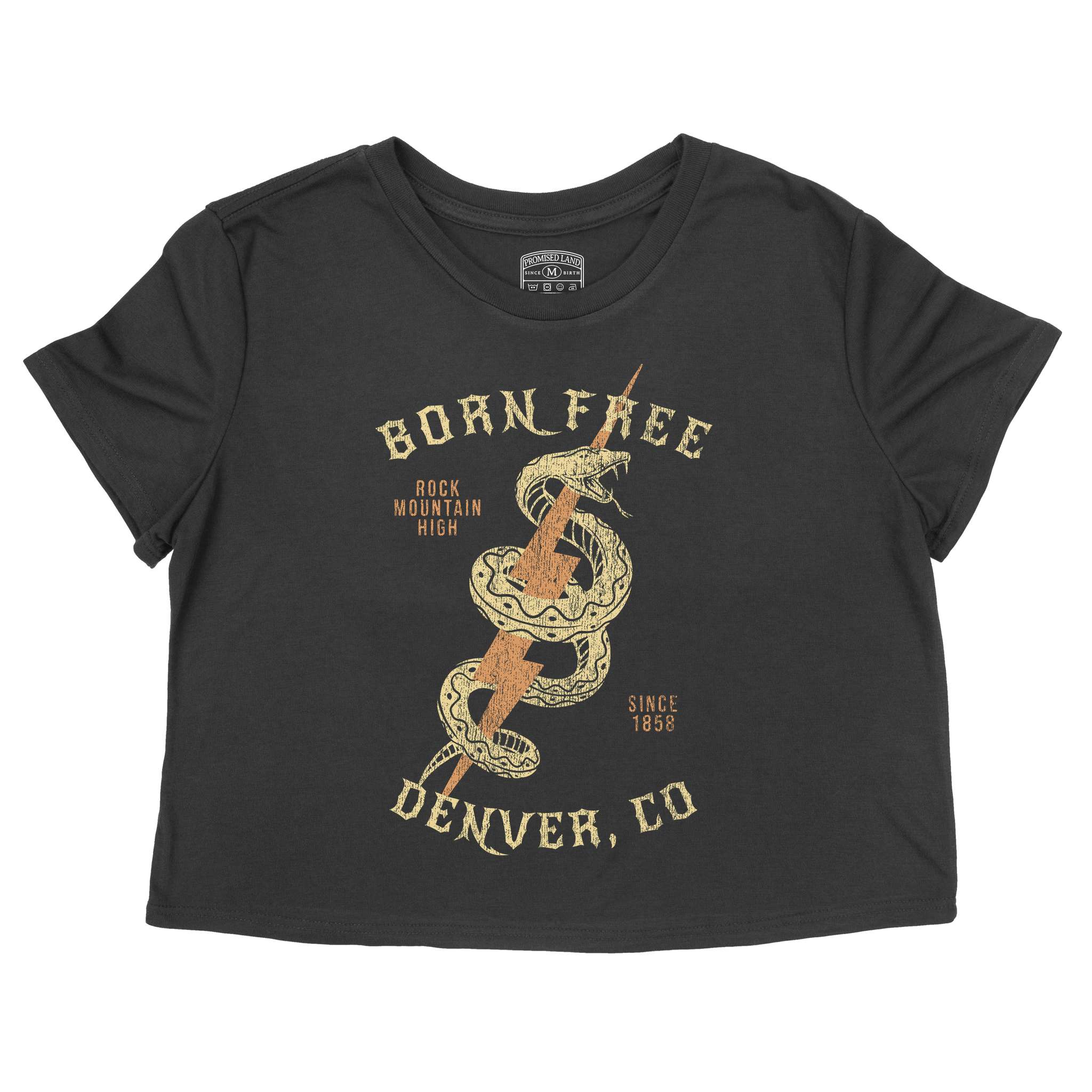Denver Snake Bolt Cropped Tee Black front