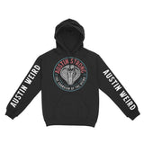 Austin Hoodie in Black - front-sleeves view