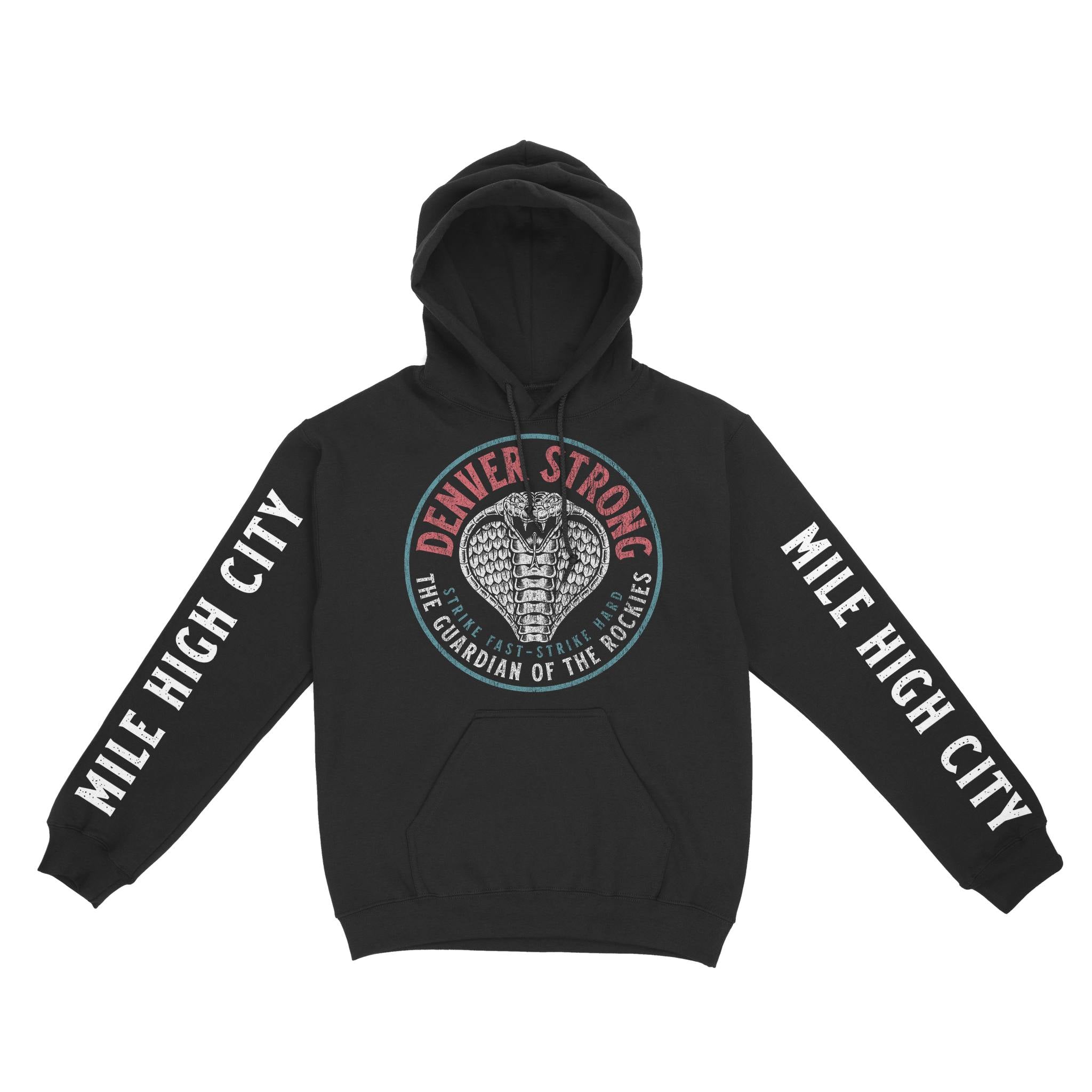 Denver Hoodie in Black - front-sleeves view