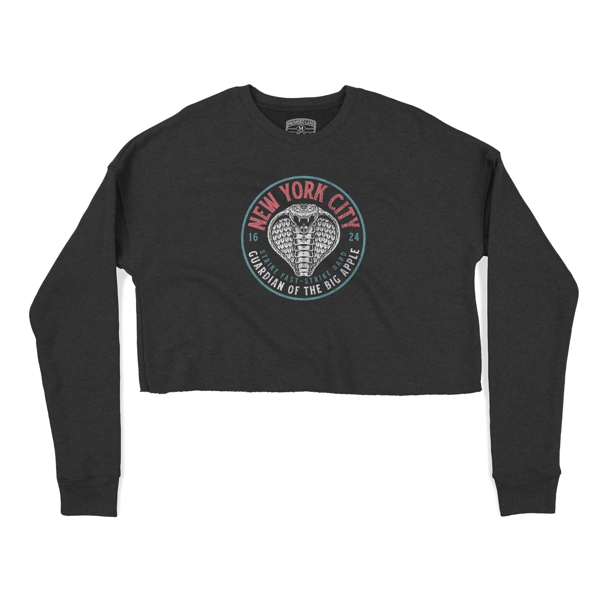 New York Cropped Crew in Black - front view
