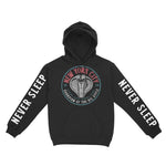 New York Hoodie in Black - front-sleeves view