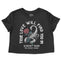Asbury Park Scorpion Rose Cropped Tee in Black - front view