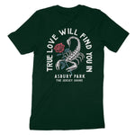 Asbury Park Scorpion Rose T-Shirt in Forest - back view