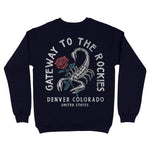 Denver Scorpion Rose Crewneck Navy back
