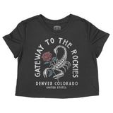Denver Scorpion Rose Cropped Tee Black front