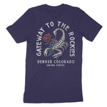 Denver Scorpion Rose T-Shirt Navy back