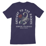 Denver Scorpion Rose T-Shirt Navy back