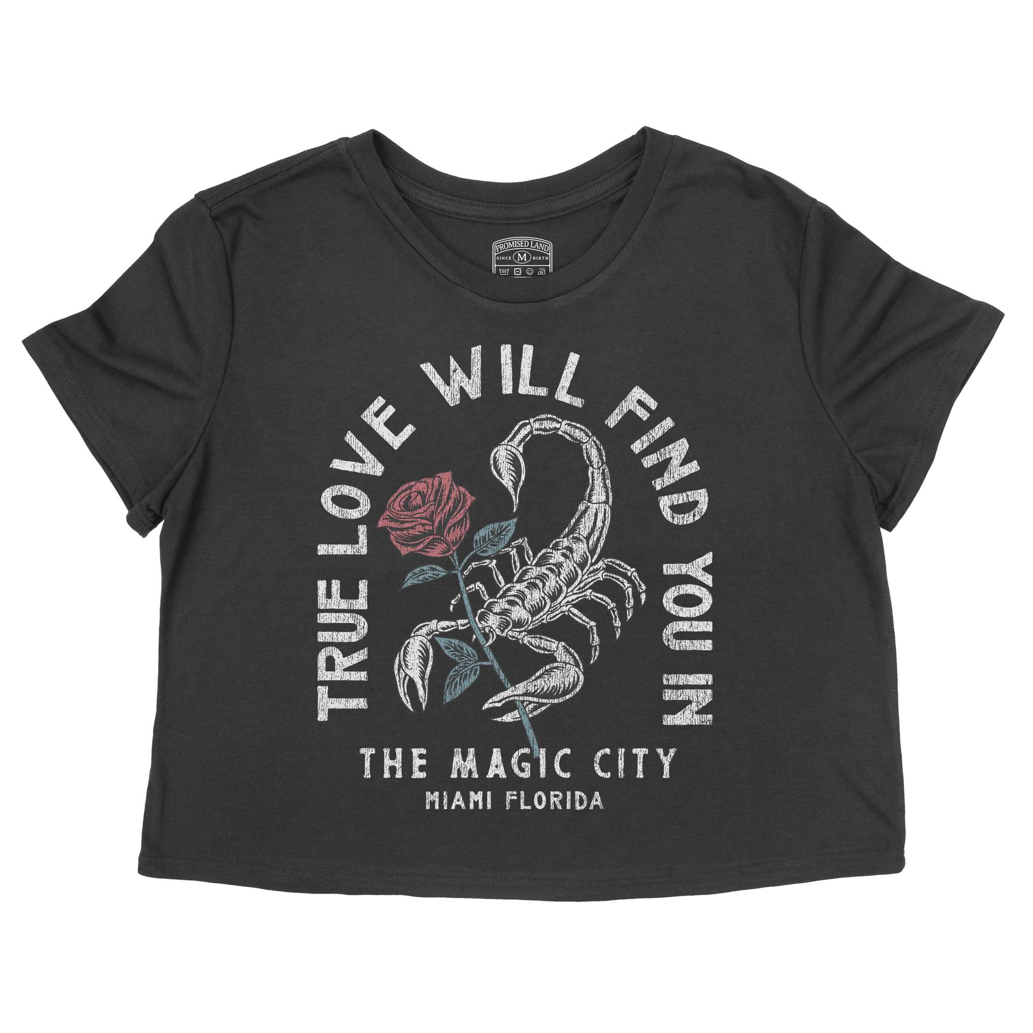 Miami Scorpion Rose Cropped Tee Black front