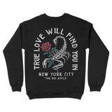 New York Scorpion Rose Crewneck Black back