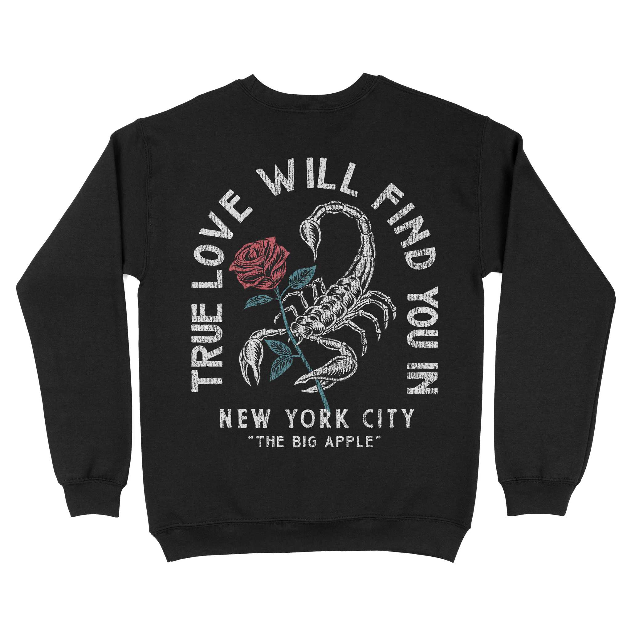 New York Scorpion Rose Crewneck Black back
