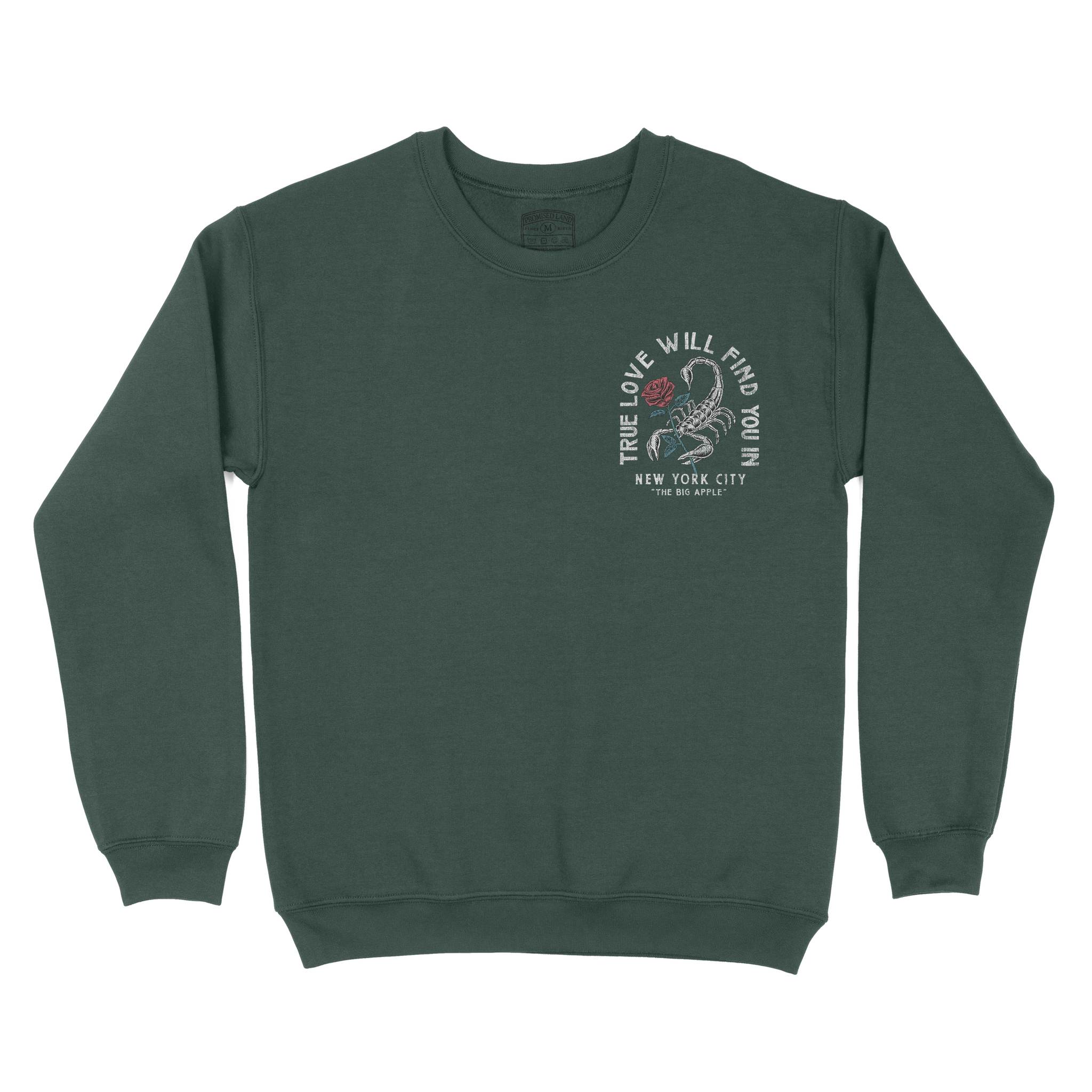 New York Scorpion Rose Crewneck Forest front