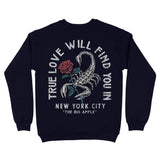 New York Scorpion Rose Crewneck Navy back