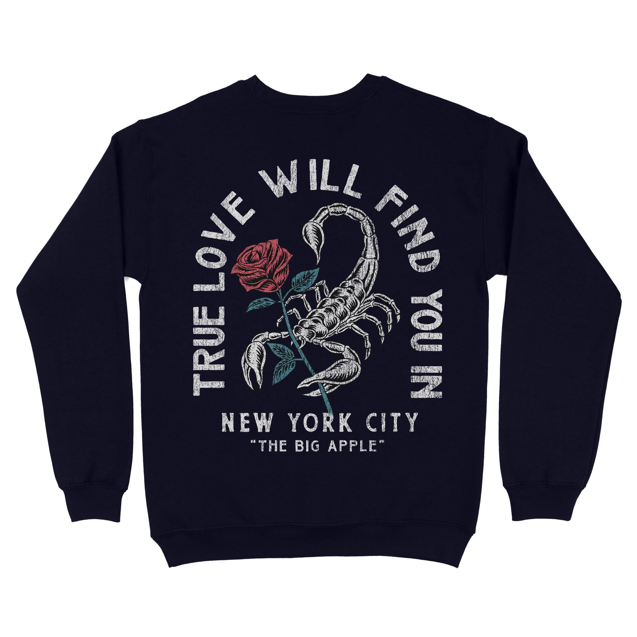 New York Scorpion Rose Crewneck Navy back