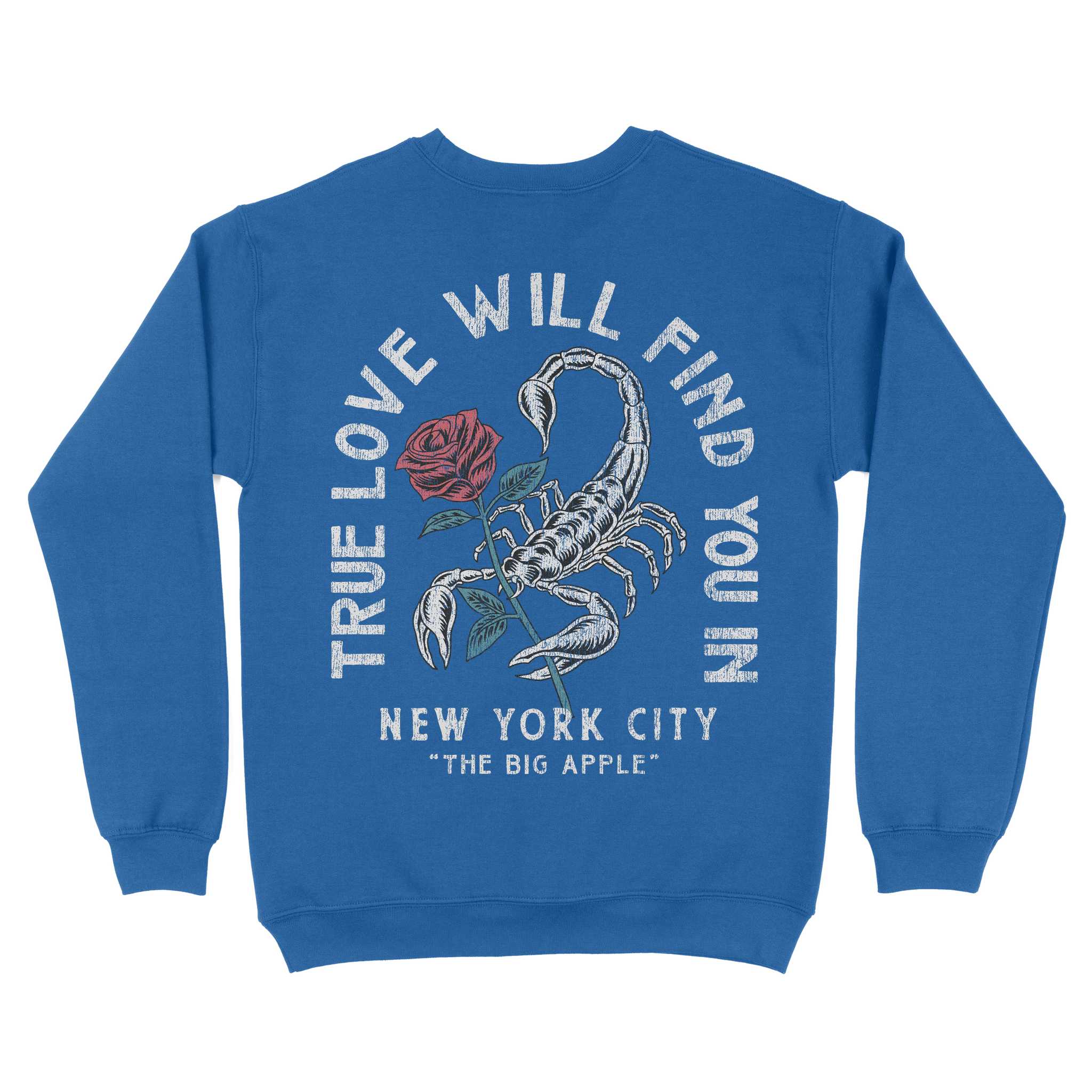 New York Scorpion Rose Crewneck Sapphire back