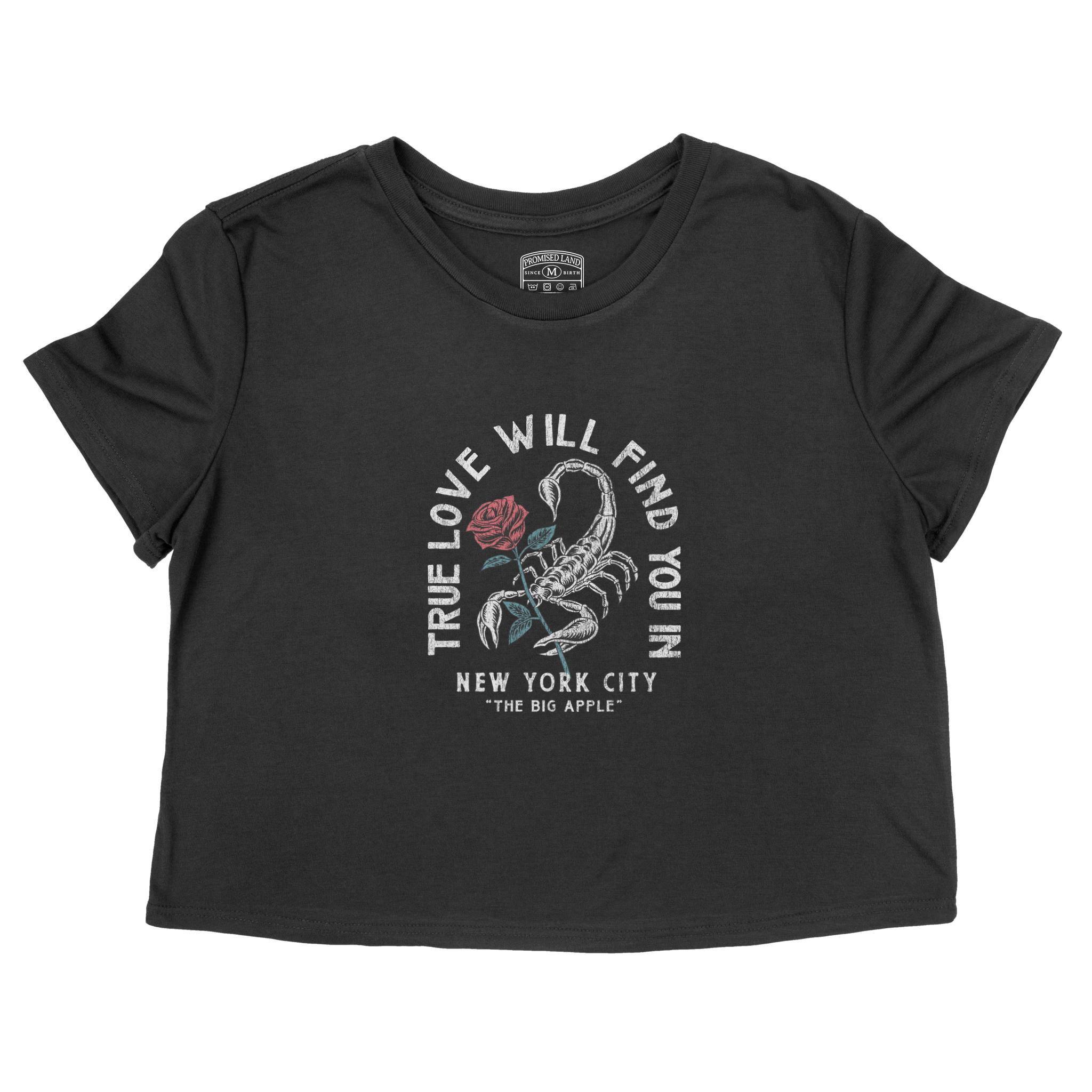 New York Cropped Tee in Black - front view
