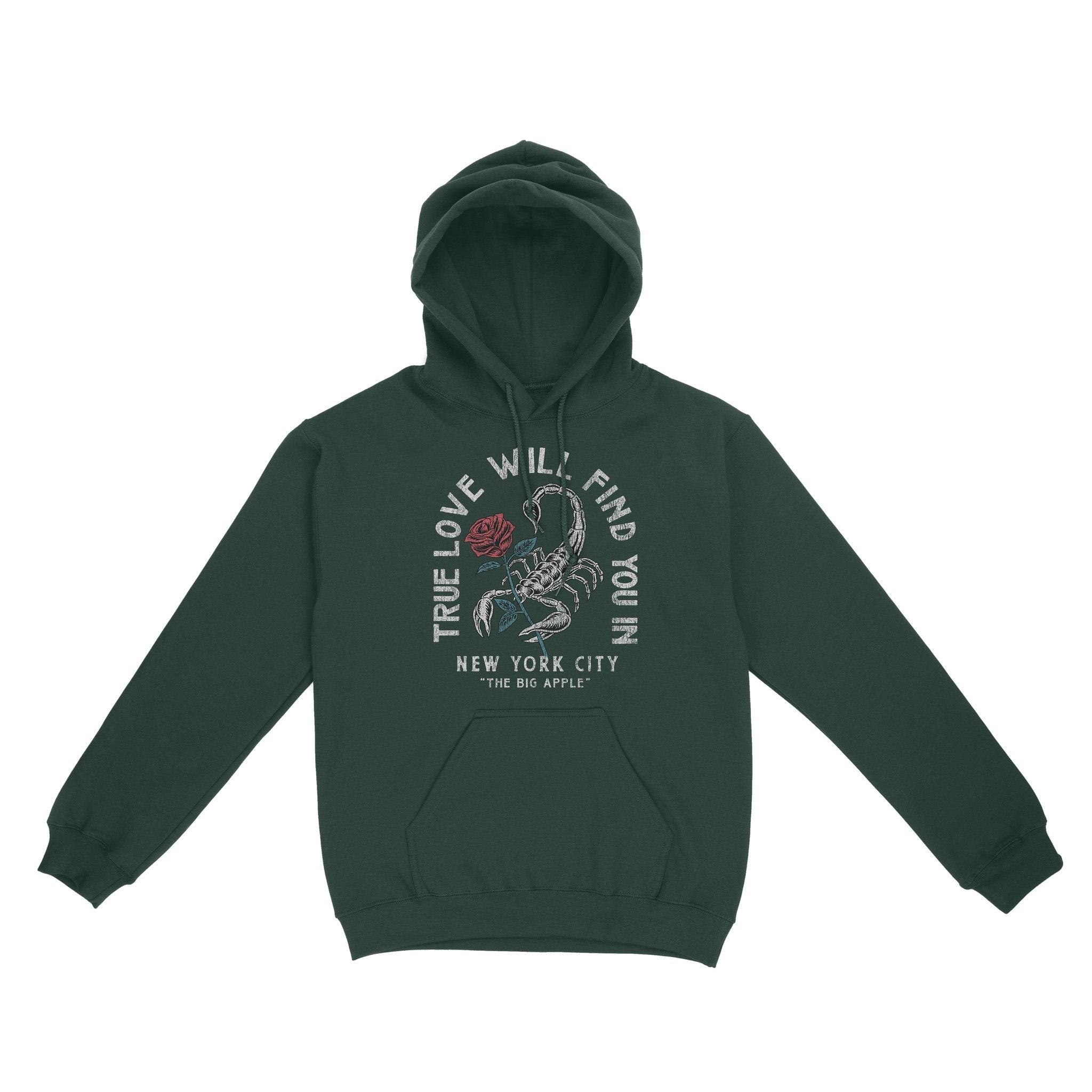 New York Scorpion Rose Hoodie Forest front