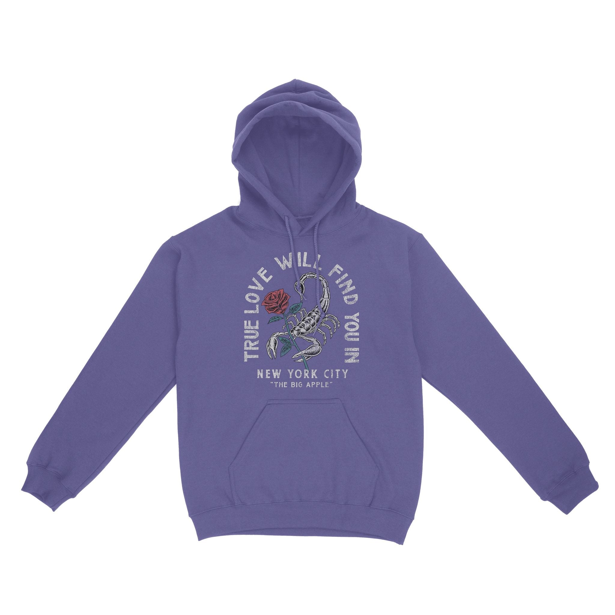 New York Scorpion Rose Hoodie Violet front