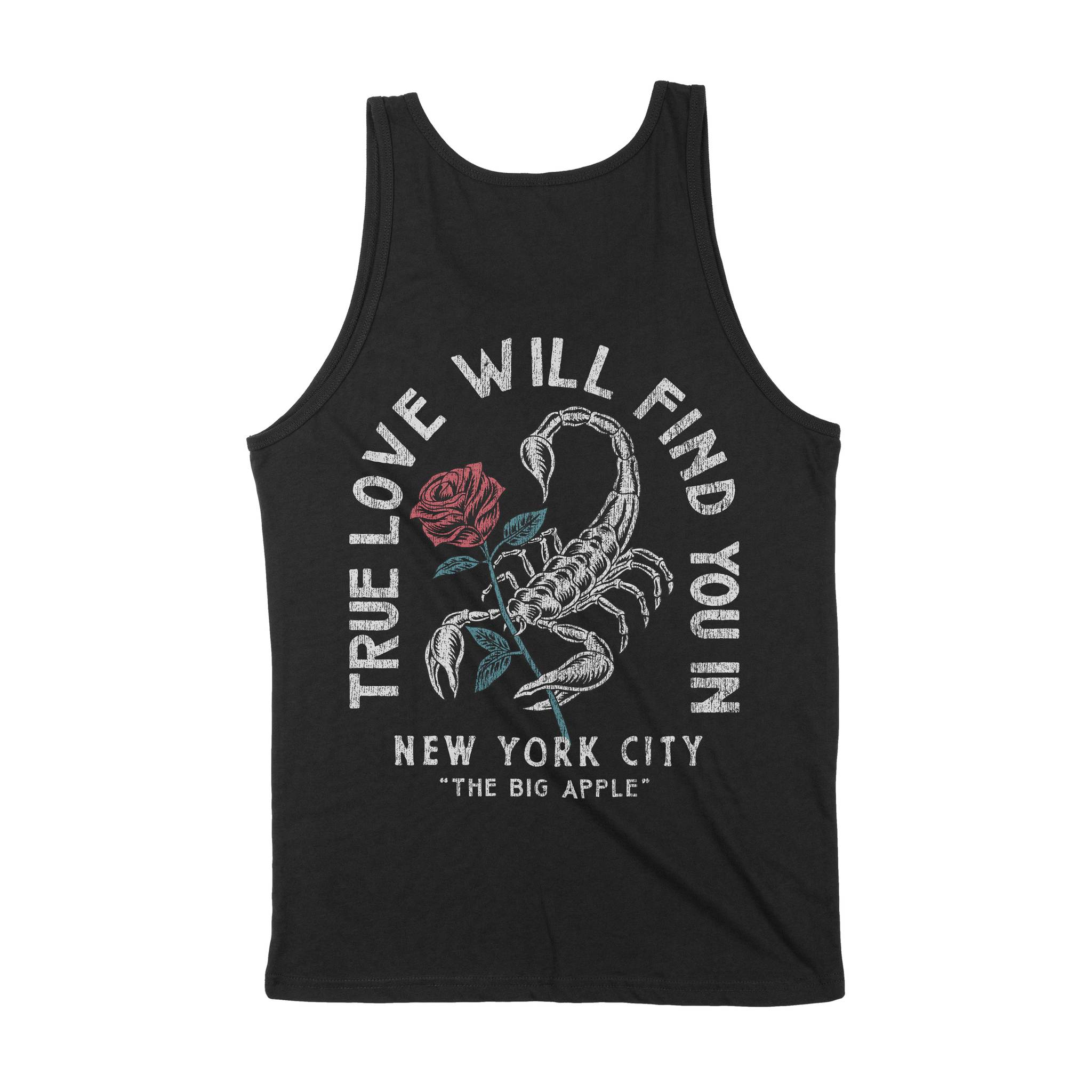 New York Scorpion Rose Tank Top Black back