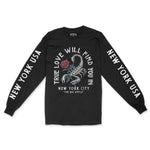 New York Longsleeve in Black - front-sleeves view