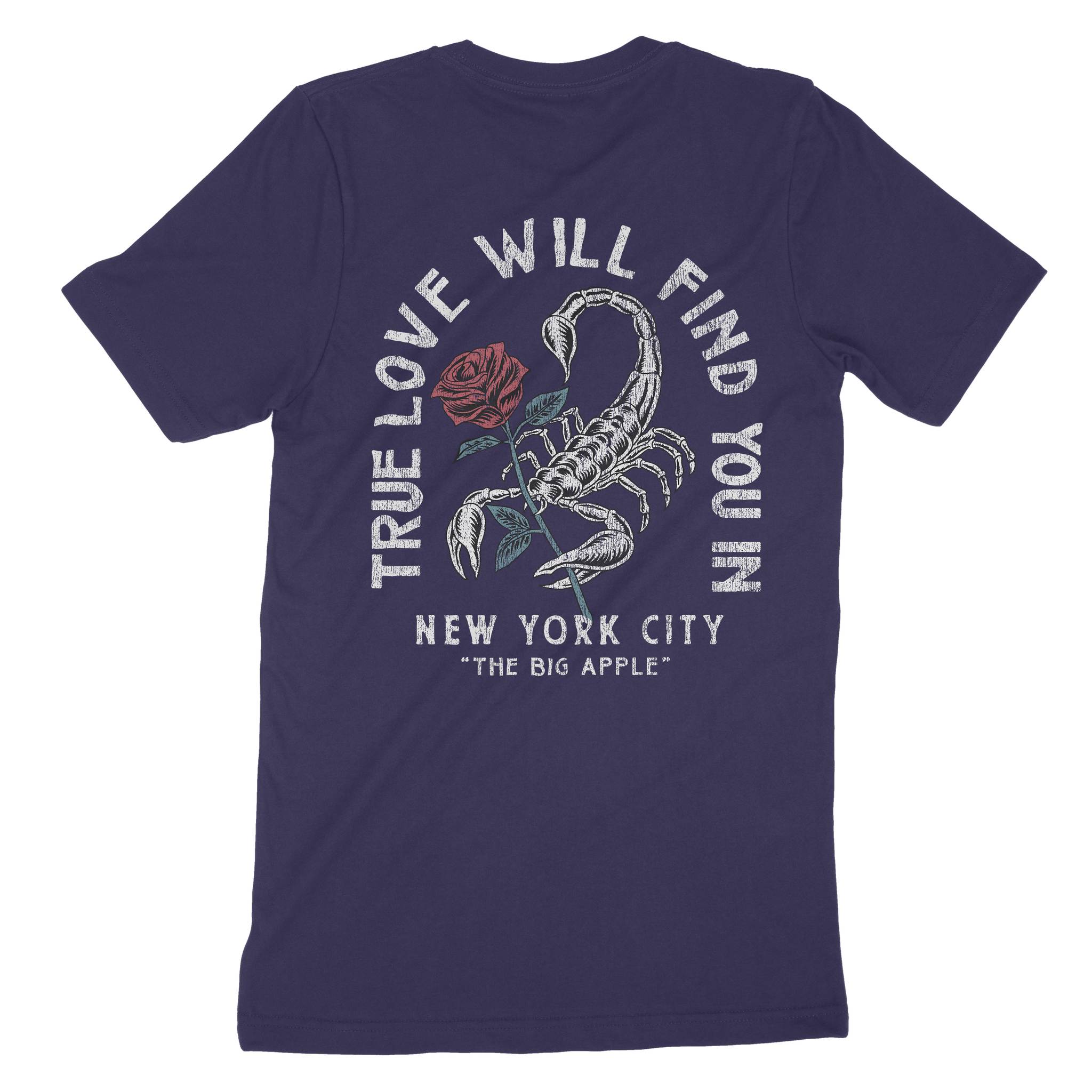 New York Scorpion Rose T-Shirt Navy back