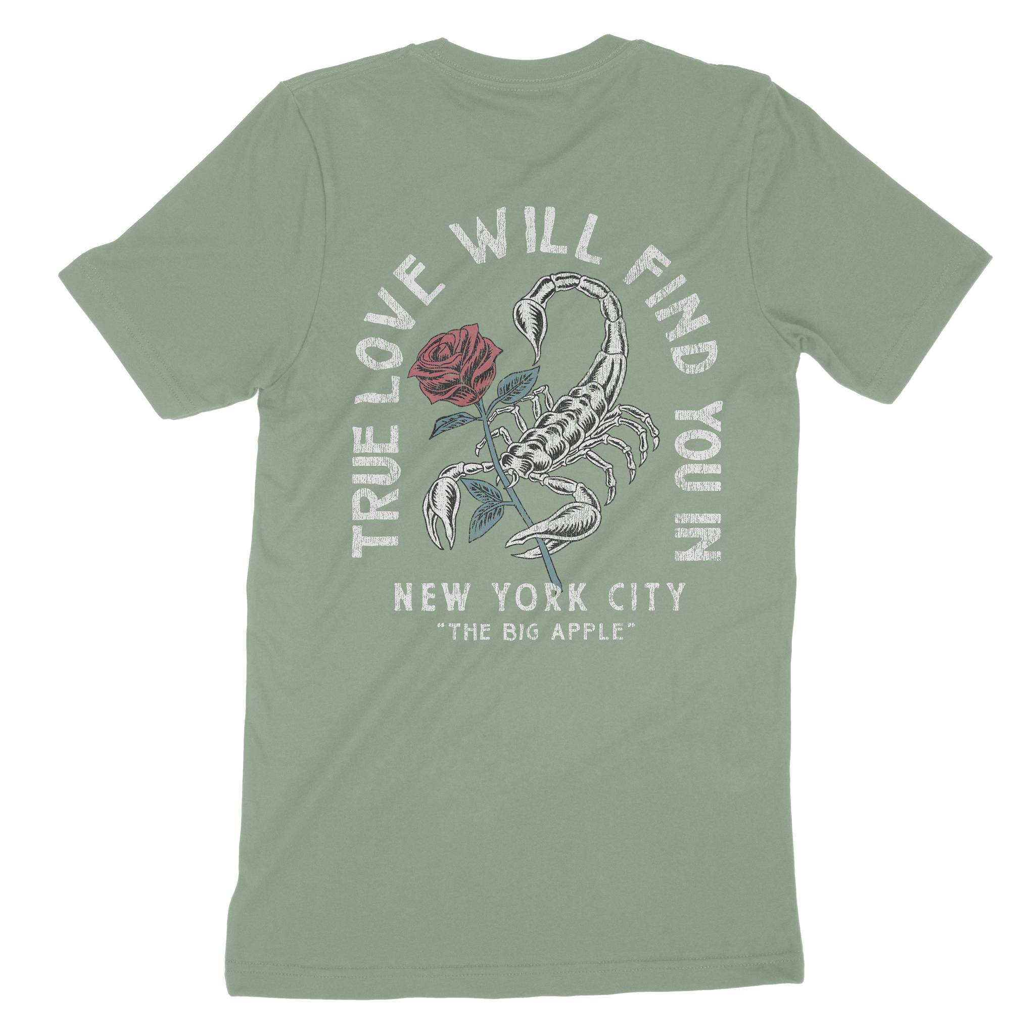 New York Scorpion Rose T-Shirt Sage back
