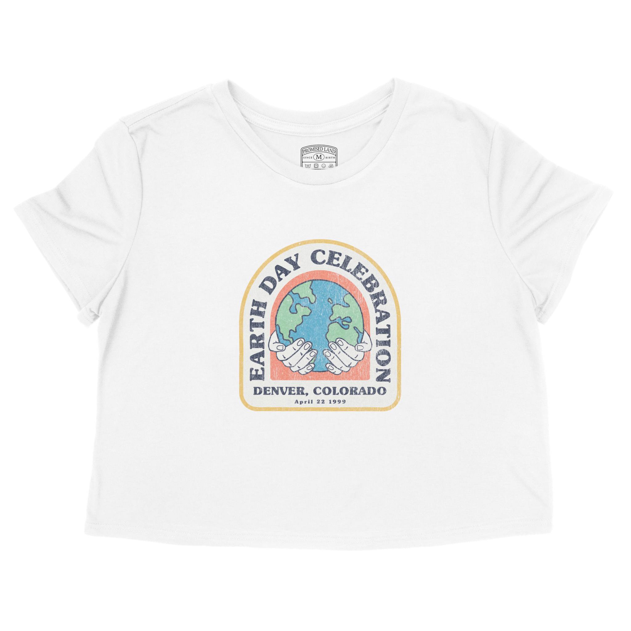 Denver Cropped Tee in White - front view
