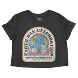 Miami Earth Day Cropped Tee in Black - front view