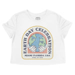 Miami Earth Day Cropped Tee in White - front view
