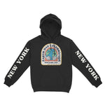 New York Earth Day Hoodie in Black - front view with sleeves