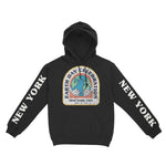 New York Hoodie in Black - front-sleeves view