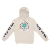 New York Earth Day Hoodie in Natural - front view with sleeves