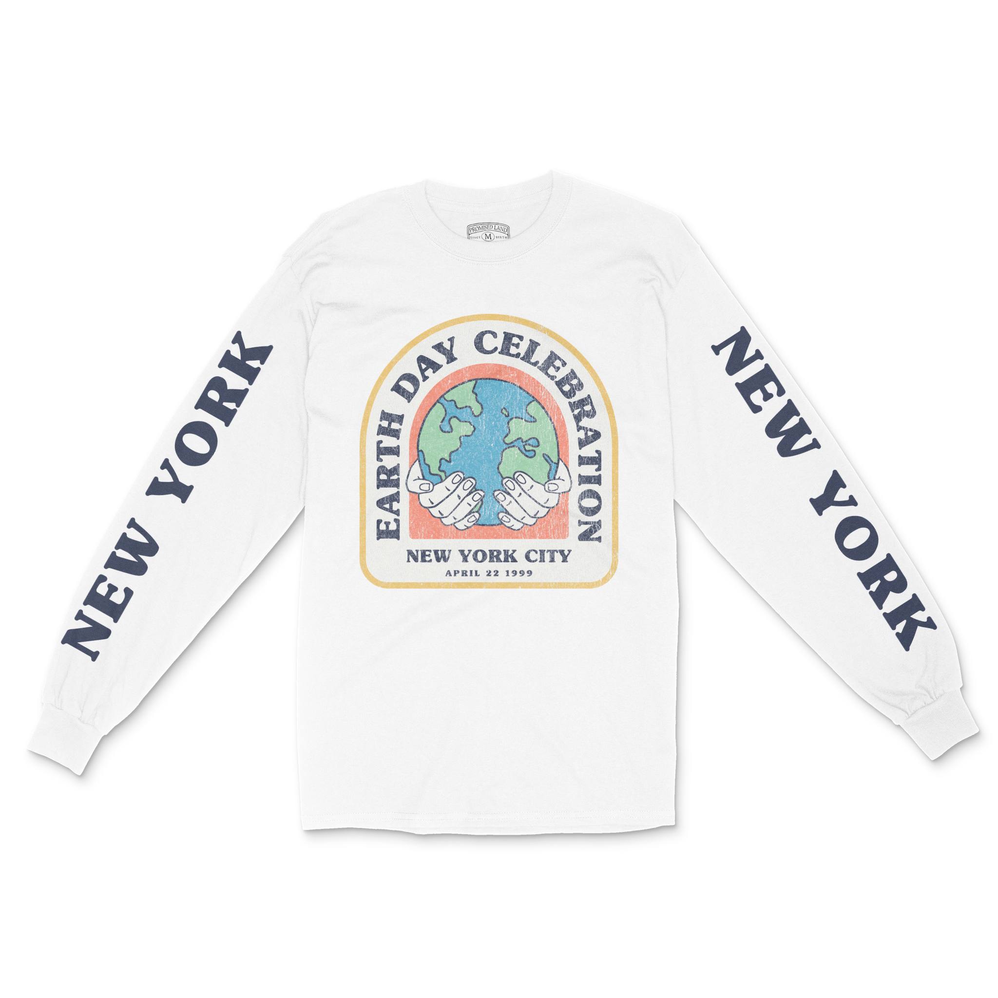 New York Longsleeve in White - front-sleeves view