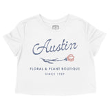 Austin Floral Shop Cropped Tee White front