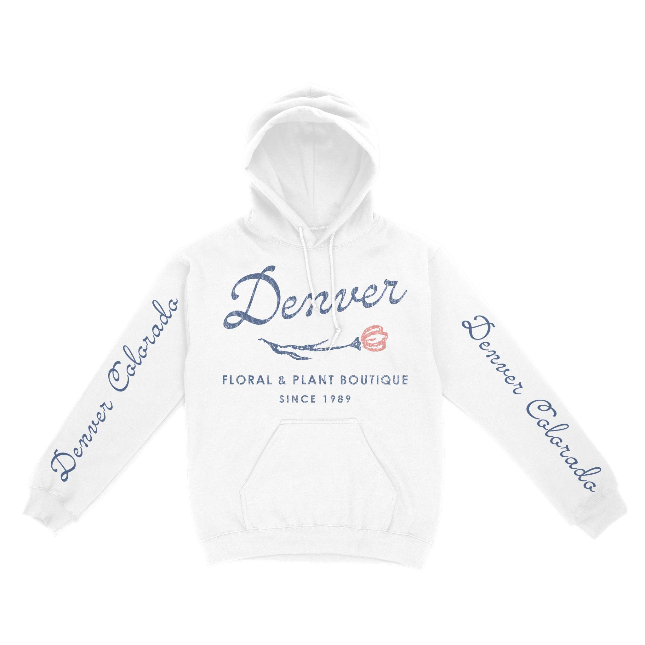 Denver Hoodie in White - front-sleeves view