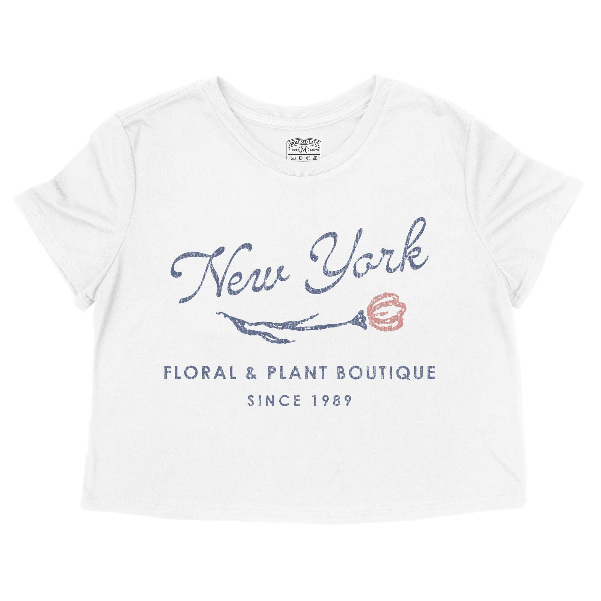 New York Floral Shop Cropped Tee White front