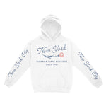 New York Hoodie in White - front-sleeves view