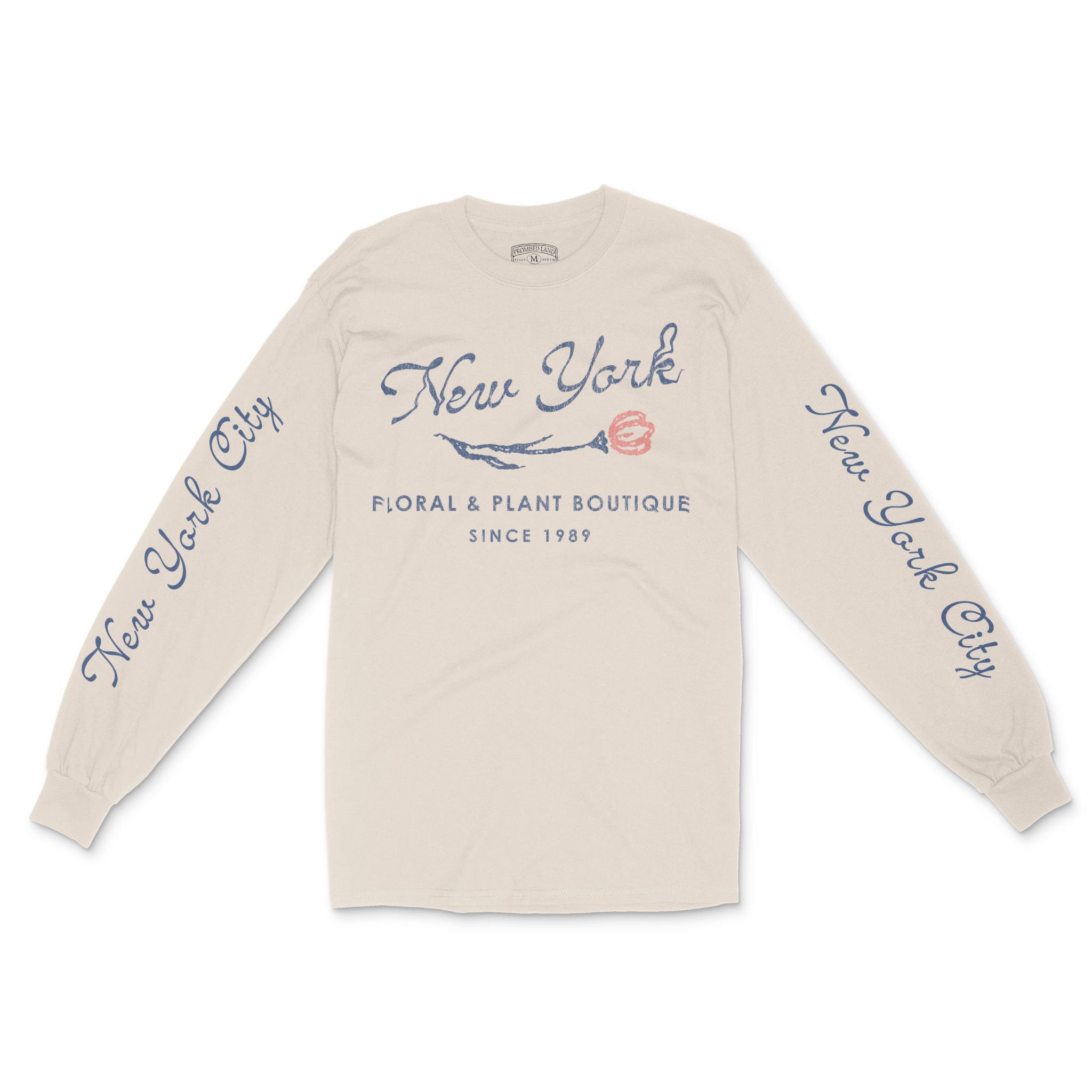 New York Floral Shop Longsleeve in Natural - front view with sleeves