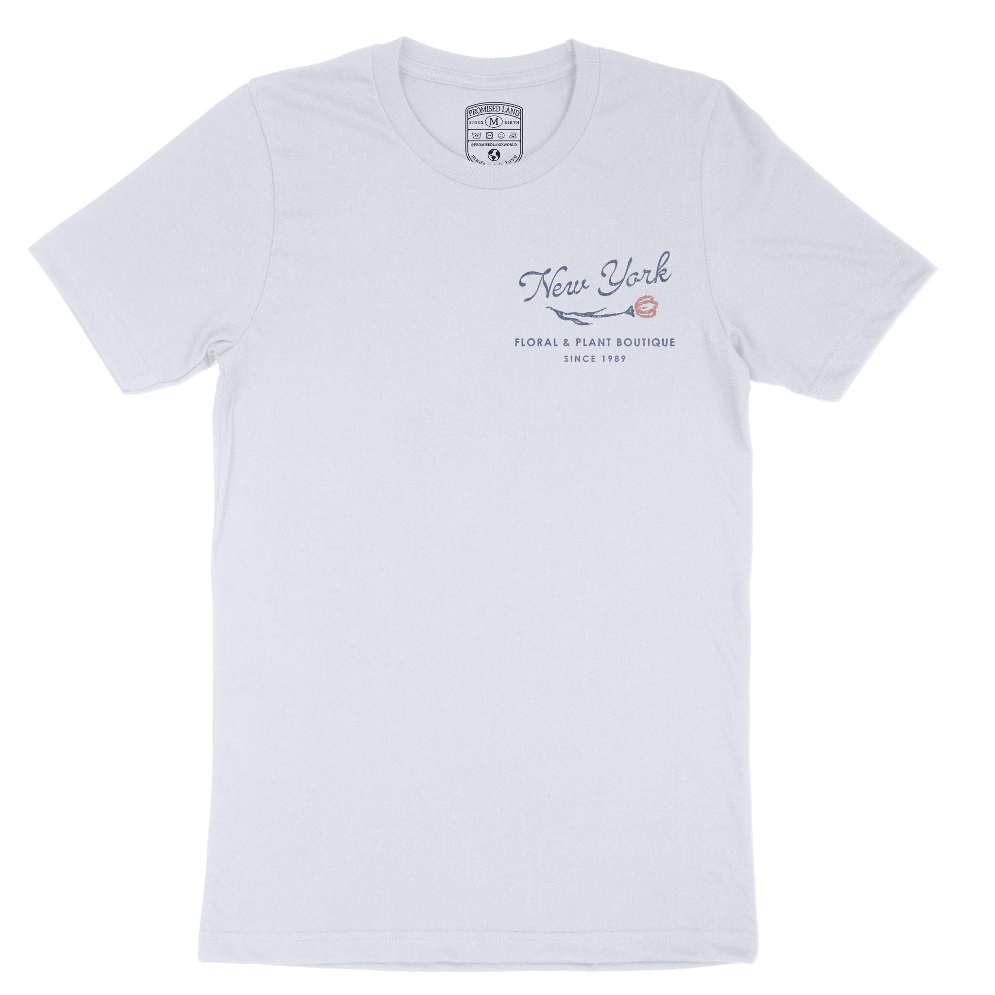 New York Floral Shop T-Shirt in Light Blue - front view